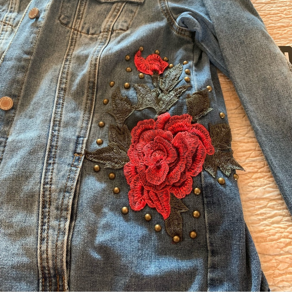 Boom Boom Embroidered Denim Jacket Size Small - Picture 7 of 13